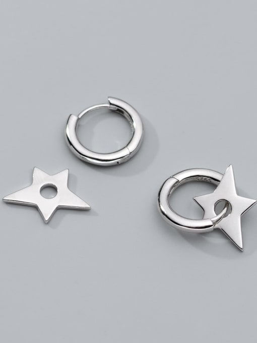 Rosh 925 Sterling Silver Pentagram Minimalist Huggie Earring 3