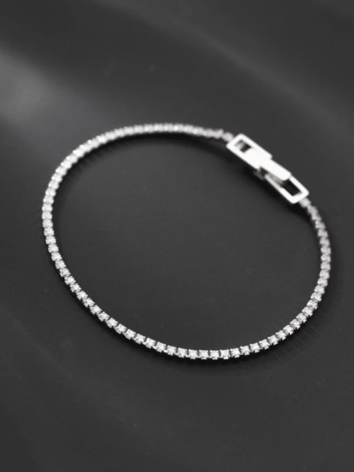 Rosh 925 Sterling Silver Cubic Zirconia Geometric Minimalist Bracelet