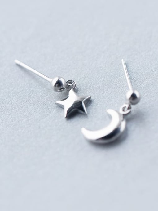 Rosh 925 Sterling Silver Star Moon Minimalist Stud Earring 2