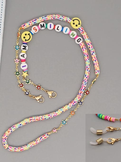 RT N200008B Stainless steel Bead Multi Color Polymer Clay Letter Bohemia Hand-woven Necklace