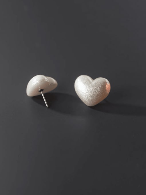 Silver 925 Sterling Silver Heart Minimalist Stud Earring
