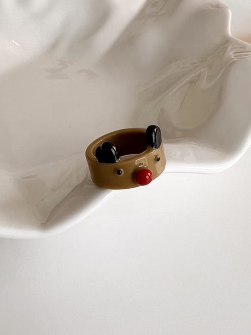 G Elk (coffee color) Acrylic Multi Color Christmas Seris Cute Band Ring