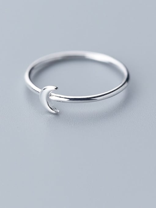 Rosh 925 Sterling Silver Smooth Moon Minimalist Band Ring