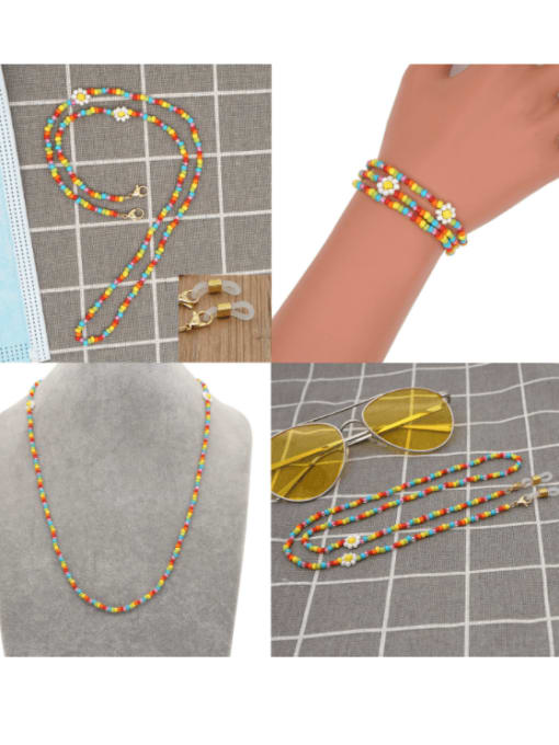 Roxi Stainless steel Glass Bead Multi Color Flower Bohemia Hand-woven Necklace 1
