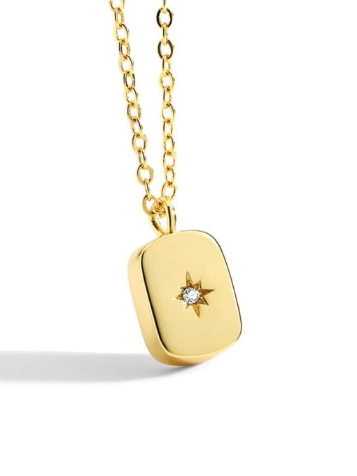 Gold Diamond Necklace Brass Rhinestone Geometric Minimalist Necklace