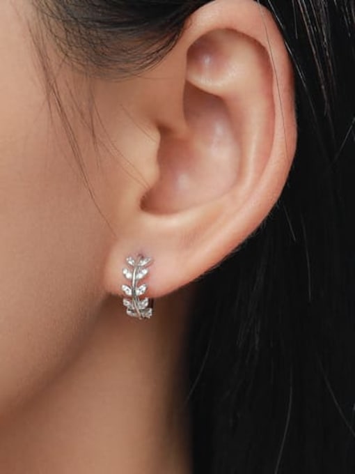MODN 925 Sterling Silver Cubic Zirconia Geometric Minimalist Huggie Earring 1