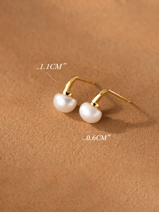 Gold 925 Sterling Silver Freshwater Pearl Irregular Minimalist Drop Earring
