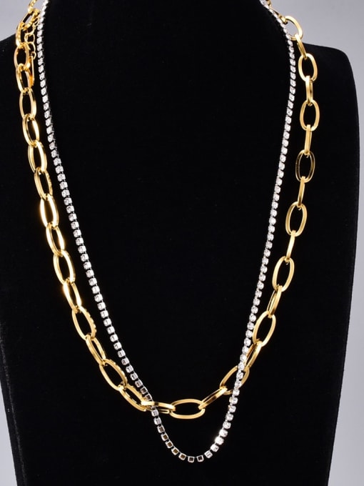 A TEEM Titanium Steel Hollow Geometric Chain Vintage Multi Strand Necklace 3