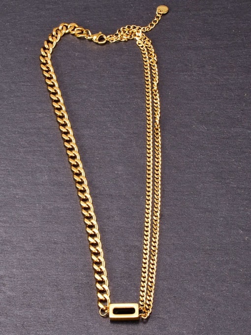 A TEEM Titanium Glass Stone Geometric Vintage Necklace 4