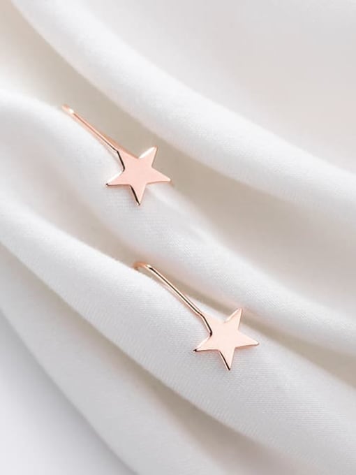 Rosh 925 Sterling Silver With  Minimalist Smooth Star Hook Earrings 1