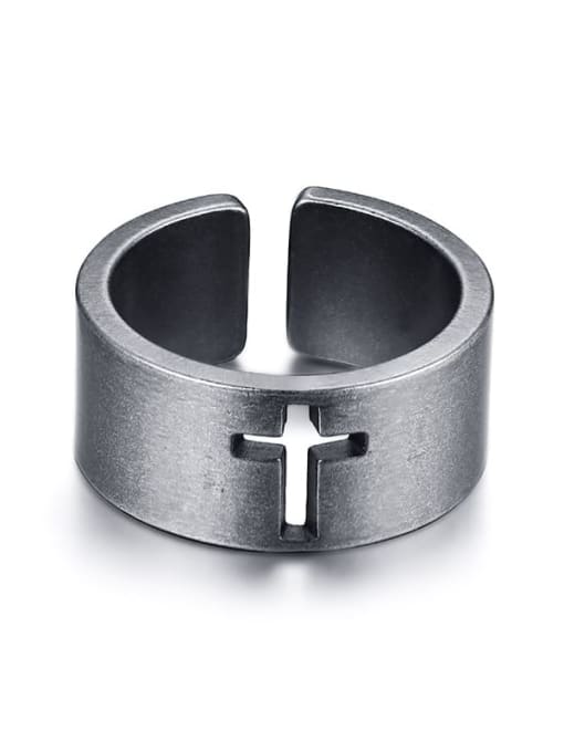 CONG Stainless Steel With Simple Hollow Cross Free Size Rings 4