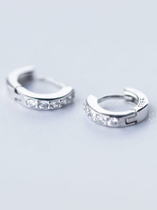 Rosh 925 Sterling Silver Cubic Zirconia Geometric Minimalist Huggie Earring