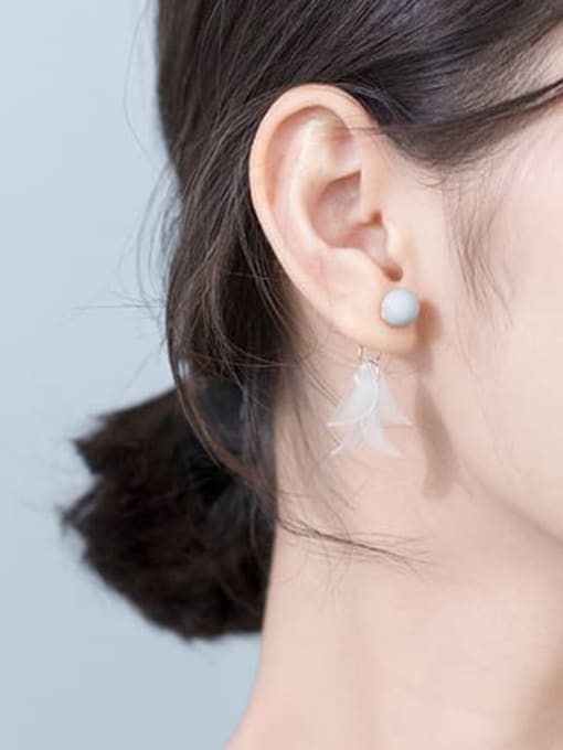 Rosh 925 Sterling Silver Acrylic Flower Minimalist Drop Earring 1