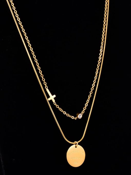 A TEEM Titanium Cross Minimalist Multi Strand Necklace