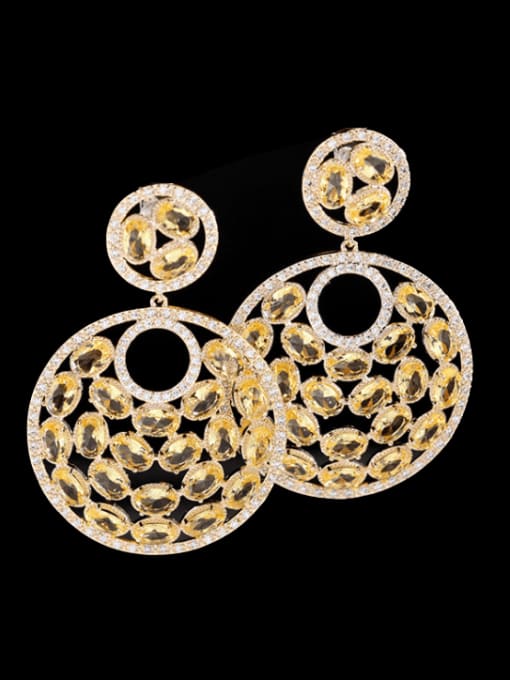 yellow Zirconium Brass Cubic Zirconia Geometric Luxury Drop Earring