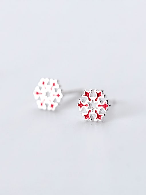 Rosh 925 Sterling Silver Enamel Snowflakes Minimalist Christmas Drop Earring 0