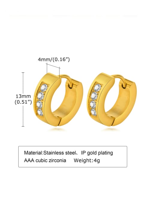 Style 1 Stainless steel Rhinestone Geometric Minimalist Huggie Earring