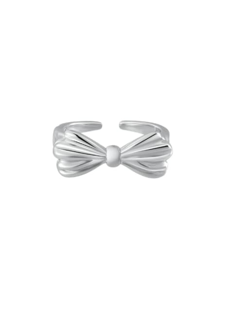 White gold 925 Sterling Silver Bowknot Minimalist Band Ring