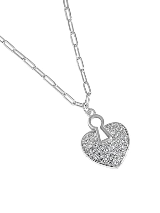 DAKA 925 Sterling Silver Cubic Zirconia Heart Minimalist Necklace 0