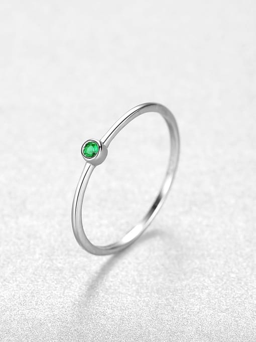 Green 22I07 925 Sterling Silver Rhinestone Geometric Minimalist Band Ring