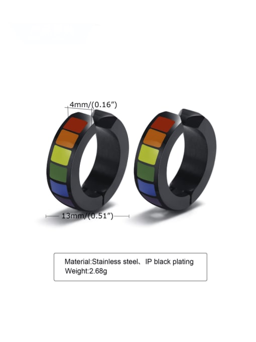 CONG Stainless steel Multi Color Enamel Geometric Minimalist Earring (Single-Only One) 3