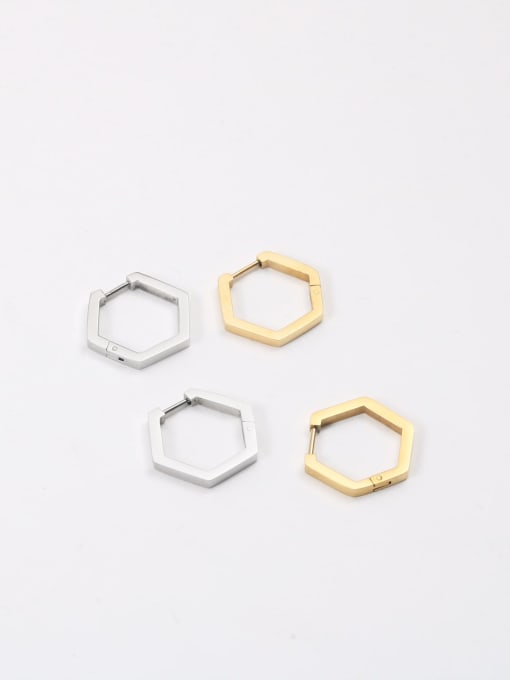 GROSE Titanium Steel Hexagon Minimalist Huggie Earring 0