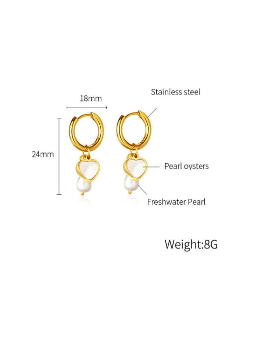Open Sky Stainless steel Imitation Pearl Heart Minimalist Huggie Earring 2