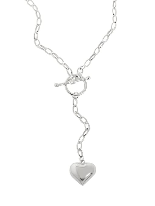Plain silver 925 Sterling Silver Heart Vintage Lariat Necklace