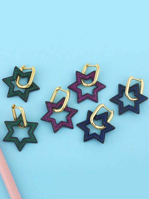 CC Brass Cubic Zirconia Star Vintage Drop Earring