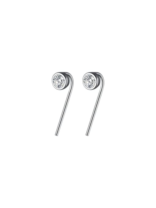 Rosh 925 Sterling Silver Rhinestone Round Minimalist Hook Earring 4