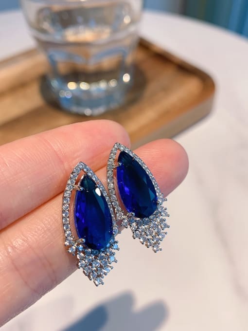 Lanbao earrings Brass Cubic Zirconia Luxury Water Drop Earring and Necklace Set