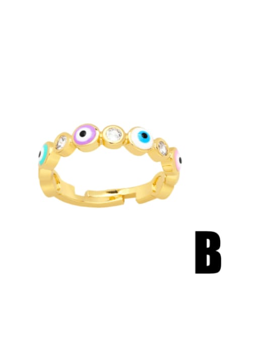 CC Brass Enamel Evil Eye Cute Band Ring 3