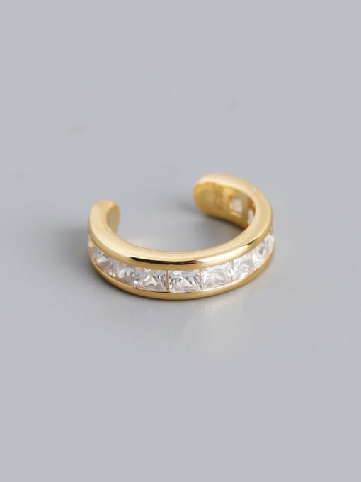 White stone (gold) single 925 Sterling Silver Cubic Zirconia Geometric Minimalist Single Earring (Single-Only One)