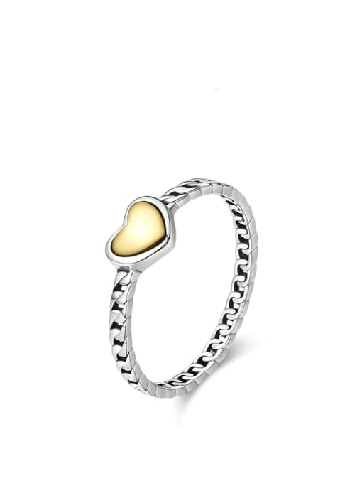 MODN 925 Sterling Silver Heart Vintage Band Ring 0
