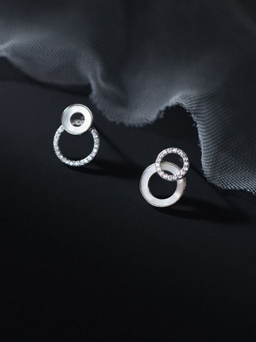 Rosh 925 Sterling Silver Cubic Zirconia Geometric Minimalist Drop Earring