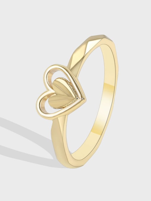 CHARME Brass Heart Hip Hop Band Ring 0