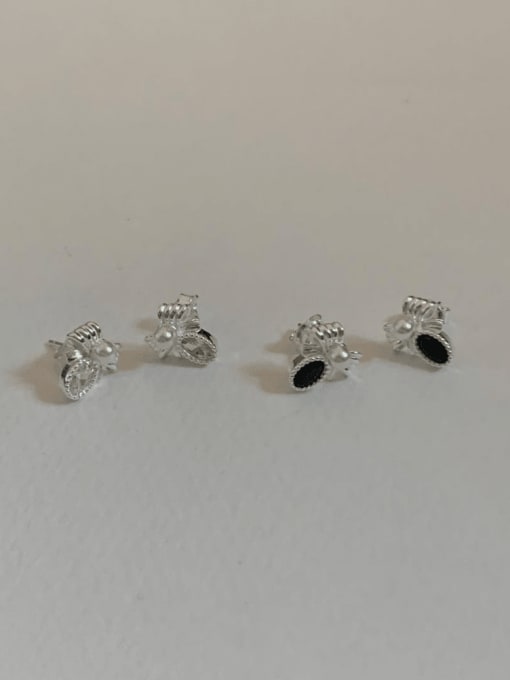 Boomer Cat 925 Sterling Silver Cubic Zirconia Bowknot Vintage Stud Earring 1