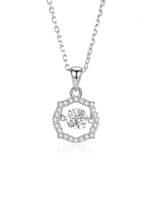 FDTD 030 Platinum+White  Zircon 925 Sterling Silver Moissanite Geometric Dainty Necklace