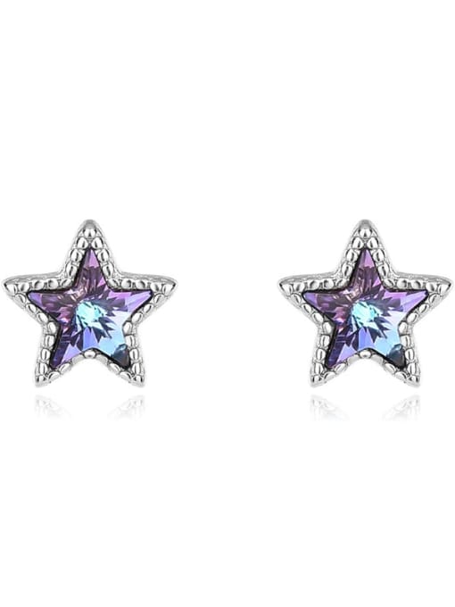 JYEH 008 (gradual purple) 925 Sterling Silver Austrian Crystal Pentagram Classic Stud Earring