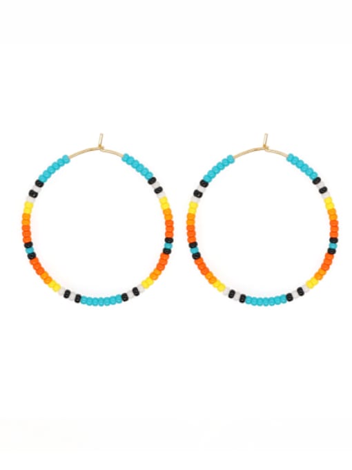 Roxi Multi Color Miyuki Millet Bead  Geometric Bohemia  Handmade Beaded Hoop Earring 0