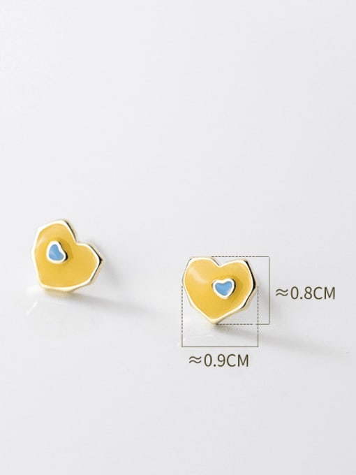 Rosh 925 Sterling Silver Enamel Heart Cute Stud Earring 2