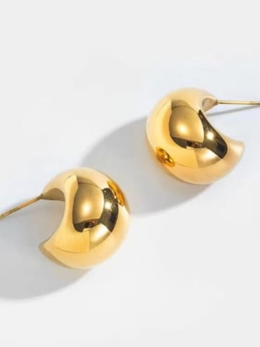 E137 Half-round hollow gold Titanium Steel Heart Minimalist Huggie Earring