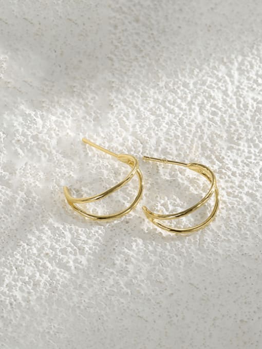 Gold C-shaped hollow Earrings Brass Hollow Geometric Minimalist Stud Earring