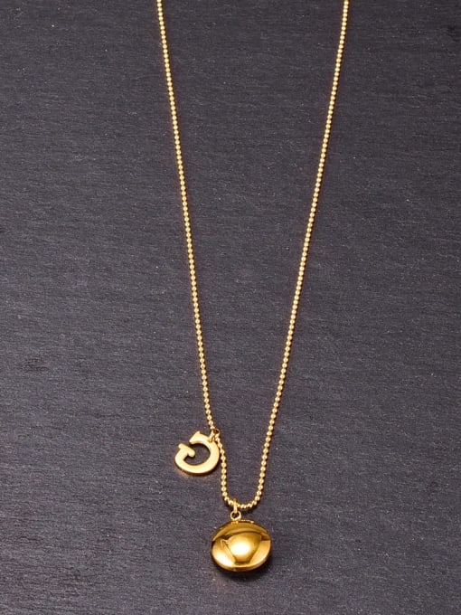 A TEEM Titanium Minimalist Letter B  Ball  Beaded chain Necklace 2