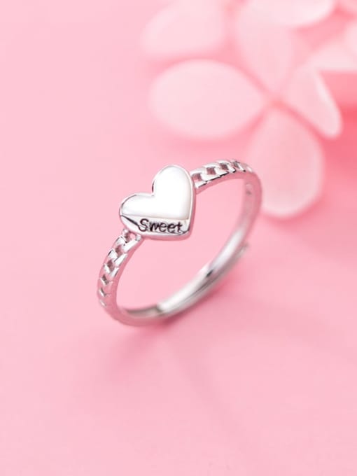 Rosh 925 Sterling Silver  Heart Minimalist free size Ring 1