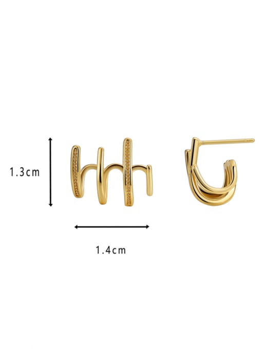 CHARME Brass Cubic Zirconia Geometric Minimalist Stud Earring 1