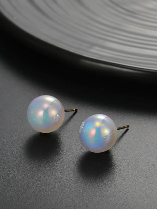 12mm white Zinc Alloy Imitation Pearl Round Minimalist Stud Earring