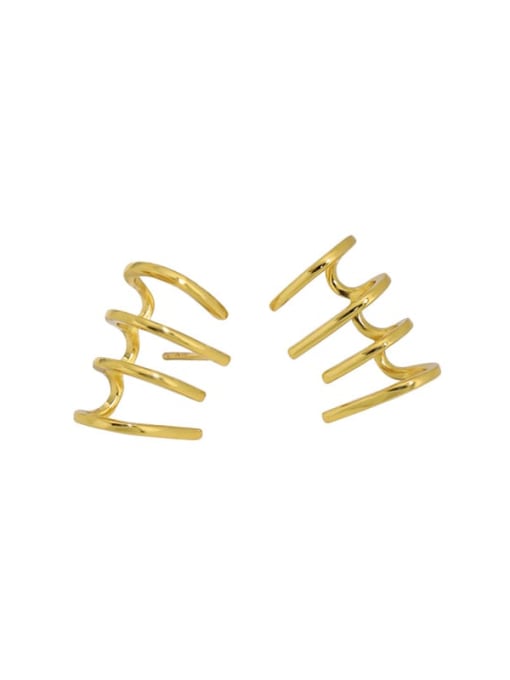 Gold 925 Sterling Silver Geometric Vintage Clip Earring