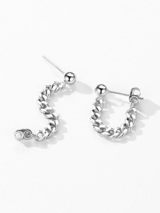 MODN 925 Sterling Silver Geometric Chain Minimalist Drop Earring 2