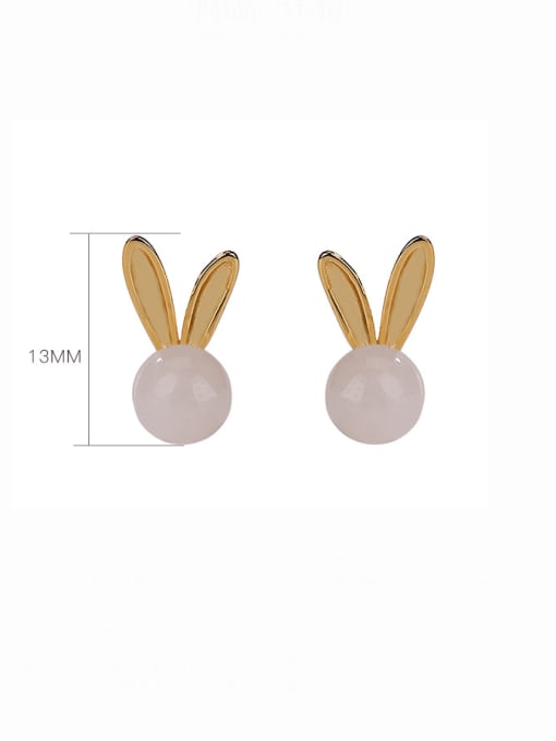 DEER 925 Sterling Silver Jade Rabbit Cute Stud Earring 2